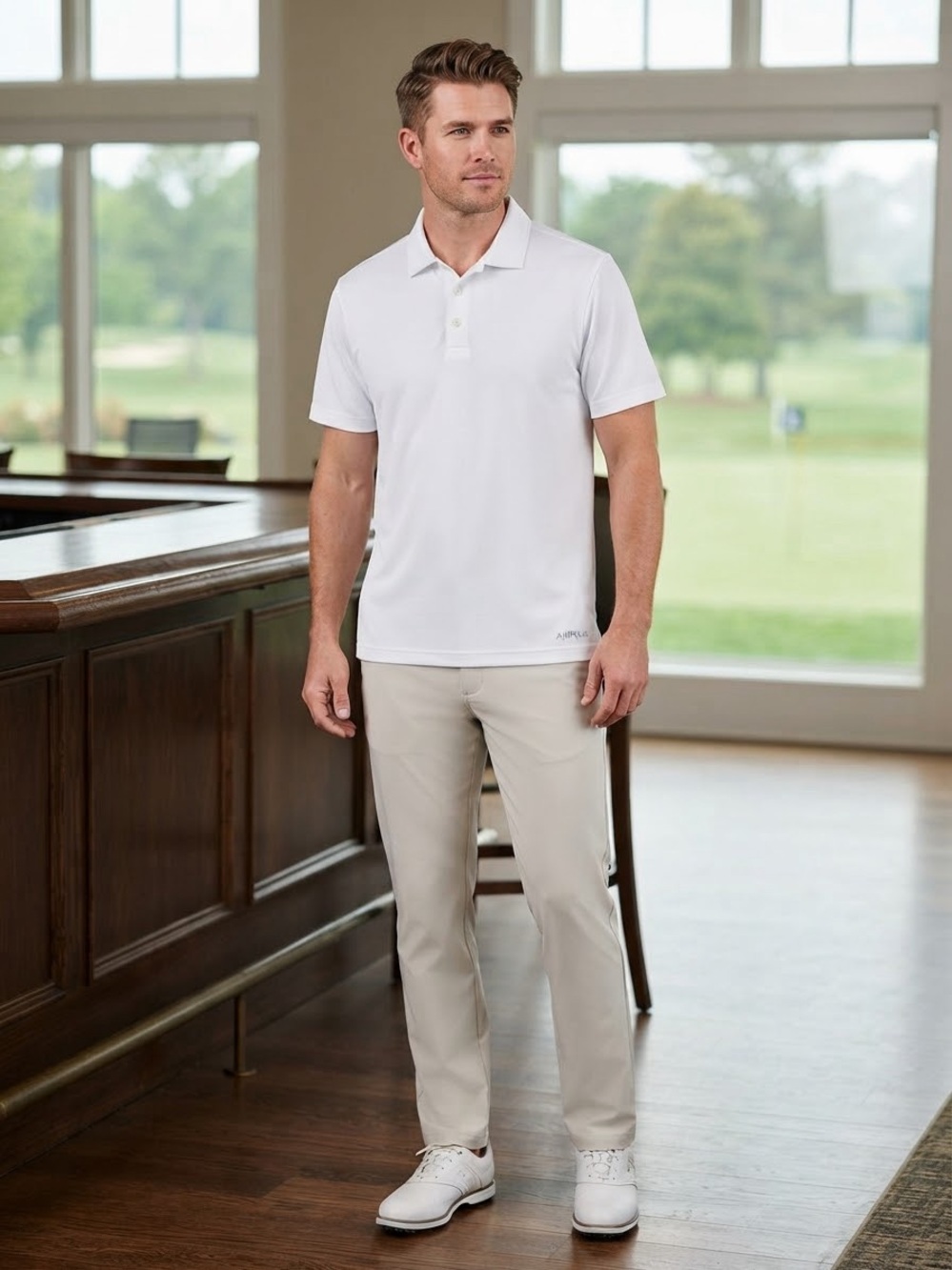 PGA Tour Men's White Performance Polo Shirt